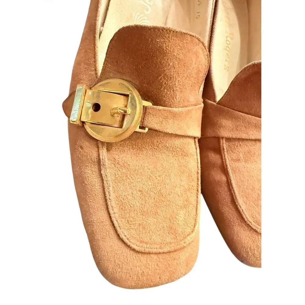 Jack Rogers Vintage Pumps Chunky Heel Gold Buckle Sz. 6 1980’s 1990’s